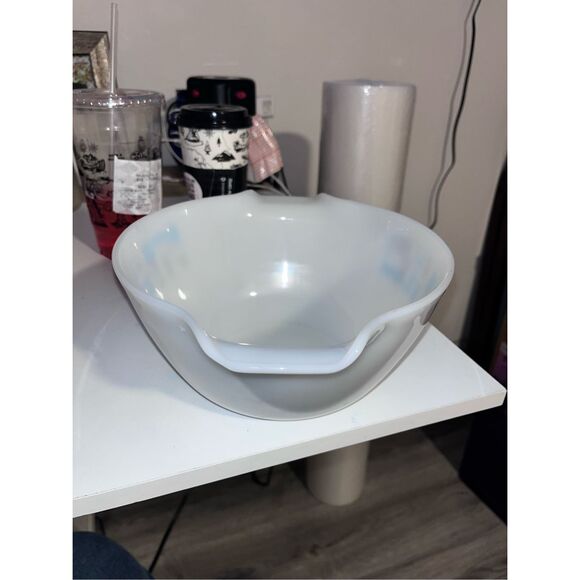 Vintage MCM Fire King Atomic Blue Heaven 10 inch bowl flawless - Picture 7 of 16